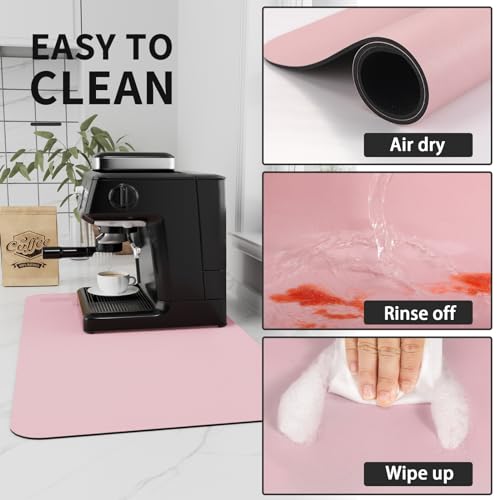 HotLive Coffee Mat - Absorbent Hide Stain Rubber Backed Dish Drying Mat for Kitchen Counter - Bar Mats for Countertops Accessories Fit Under Coffee Maker Espresso Machine - Image 4