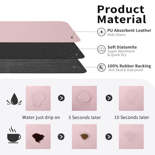 HotLive Coffee Mat - Absorbent Hide Stain Rubber Backed Dish Drying Mat for Kitchen Counter - Bar Mats for Countertops Accessories Fit Under Coffee Maker Espresso Machine - Image 2
