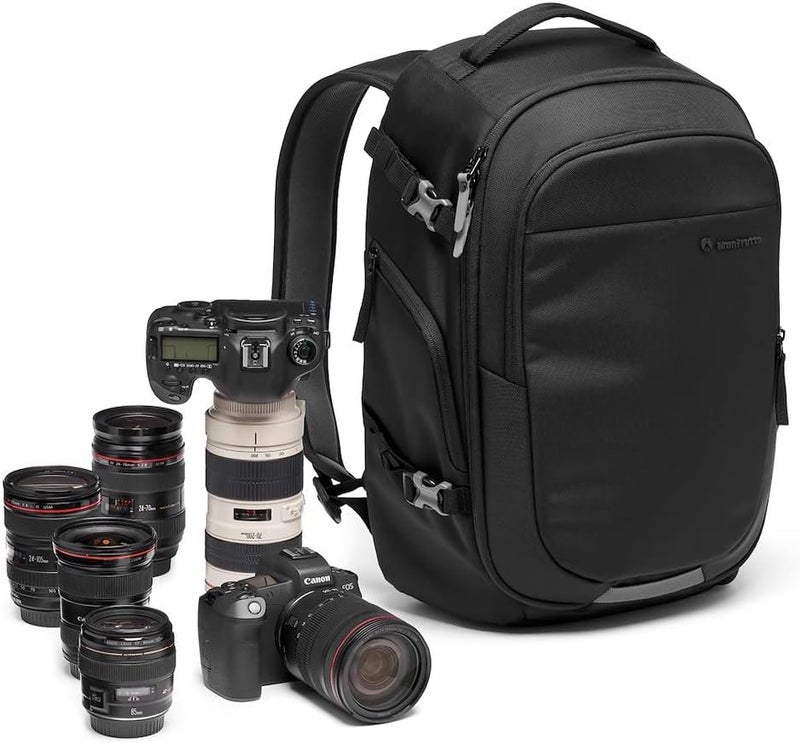 مانفروتو حقيبة ظهر محترفة من Manfrotto Advanced Fast III للكاميرات الاستقرارية/بدون مرآة، مع عدسات وكمبيوتر محمول، تحتوي على أقسام قابلة للتبديل ومنفذ جانبي ومقبس للمنصة الثلاثية - Image 4