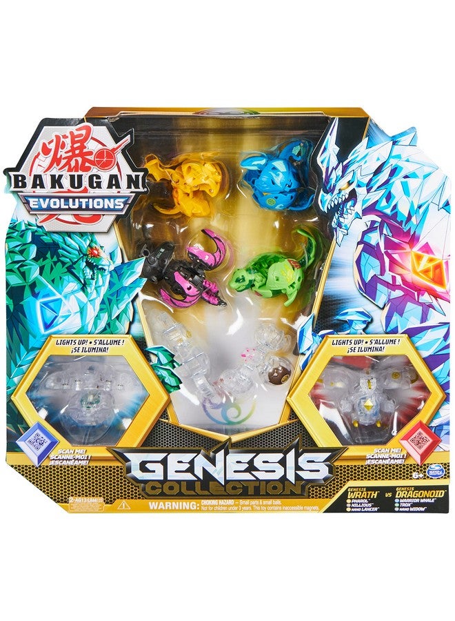 BAKUGAN Bakugan Evolutions Genesis Collection Pack - 2 Light Up Action Figures, 4 Exclusive Bakugan, 2 Nanogan, 8 Cards, 4 BakuCores - Kids Toys for Boys Ages 6 and Up  - Image 1