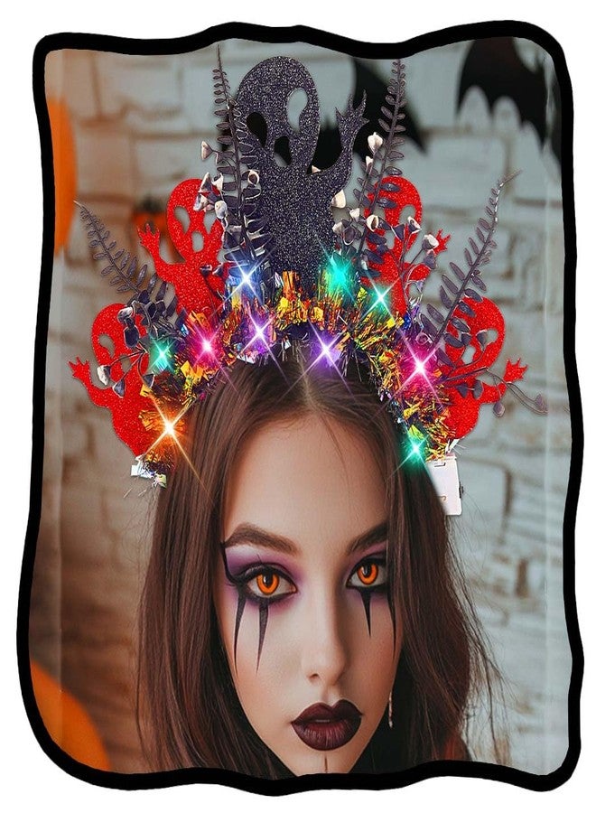 ووي طوق رأس مضيء للهالوين من Woeoe، تاج هالة أسود، تاج زهور ليوم الموتى، طوق شعر، زي تنكري، ملابس حفلات، إكسسوارات شعر - Image 1