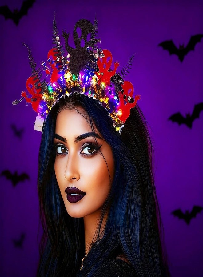 ووي طوق رأس مضيء للهالوين من Woeoe، تاج هالة أسود، تاج زهور ليوم الموتى، طوق شعر، زي تنكري، ملابس حفلات، إكسسوارات شعر - Image 2