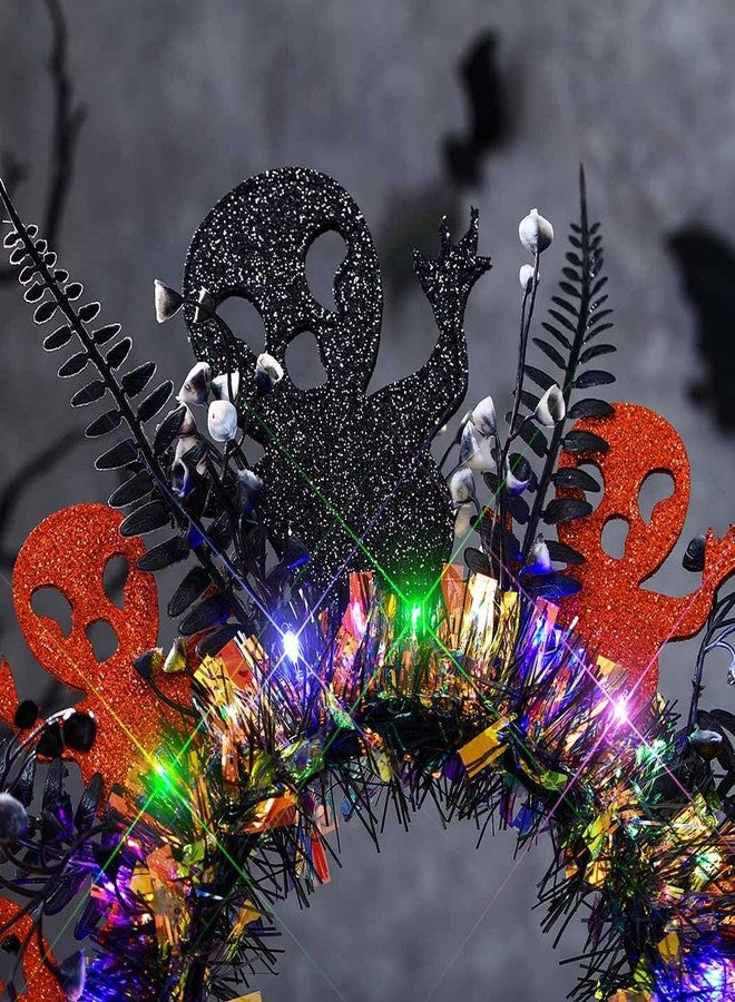 ووي طوق رأس مضيء للهالوين من Woeoe، تاج هالة أسود، تاج زهور ليوم الموتى، طوق شعر، زي تنكري، ملابس حفلات، إكسسوارات شعر - Image 5