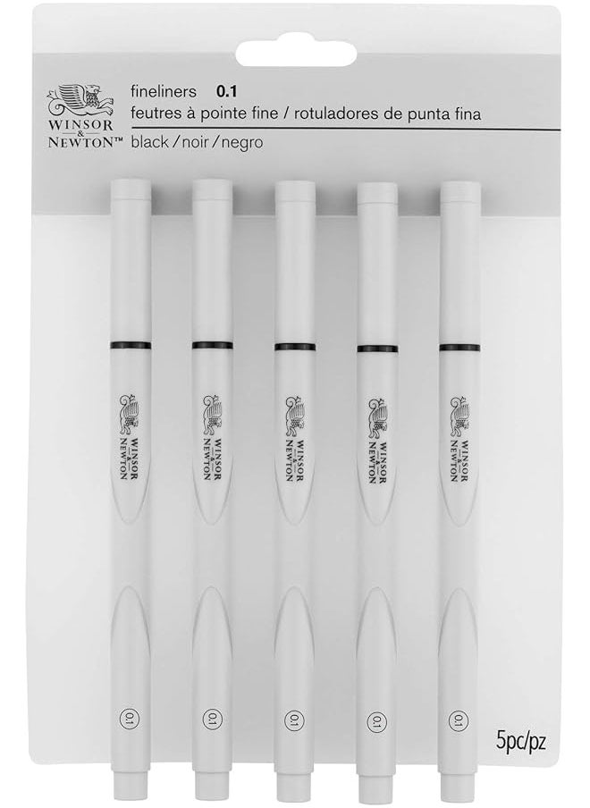 WINSOR & NEWTON Fineliner Fine Point Pen Set 0.1 Mm Tip Set Of 5 Black  - Image 1
