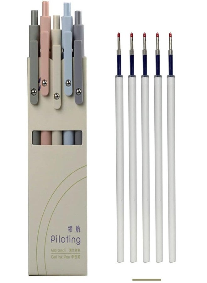 sencoo 10 pack Blue Gel Pens and Refills 0.5mm Fine Point Quick Drying Ink Smooth Writing Retractable Pens (5 Pens+5 Original Refills) (style1) - Image 1