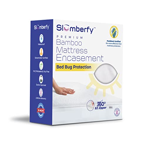 Slumberfy King Size Waterproof Bamboo Mattress Encasement by Slumberfy - Premium Skin-Safe Mattress Protector with 360° EZ Zipper, Lab-Tested Bed Bug, Zippered Encasement (76x80 in) - Image 1
