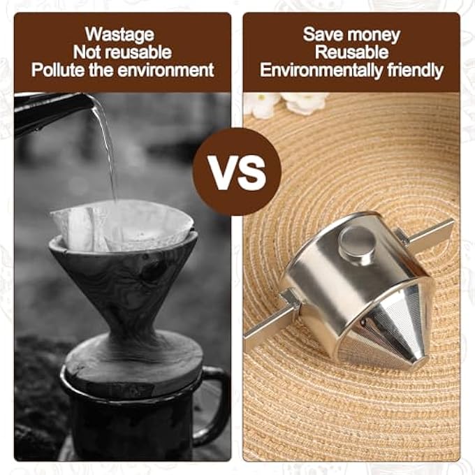 Foyucool Foldable Coffee Filter Stainless Steel Reusable Portable Drip Cup With Fine Mesh No Paper Needed For Camping Travel Office And Kitchen Use - Image 5