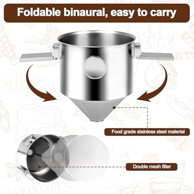 Foyucool Foldable Coffee Filter Stainless Steel Reusable Portable Drip Cup With Fine Mesh No Paper Needed For Camping Travel Office And Kitchen Use - Image 3