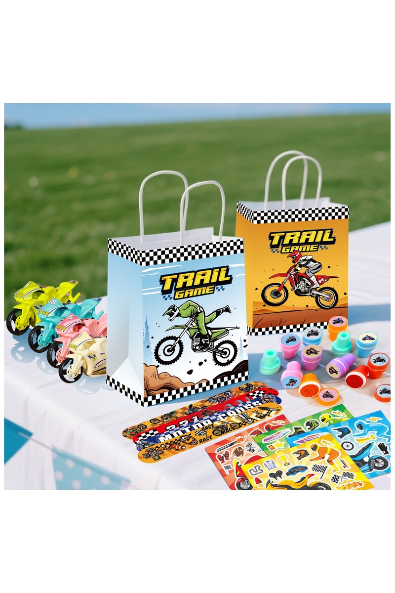 FRUITFUL PARTY Motorcycle Party Favors for 12 Guests, 110pcs Motocross Birthday Party Favors Set - Dirtbike Birthday Goodie Bag Slap Bracelets Stampers etc Motocross Birthday Favors - Image 4