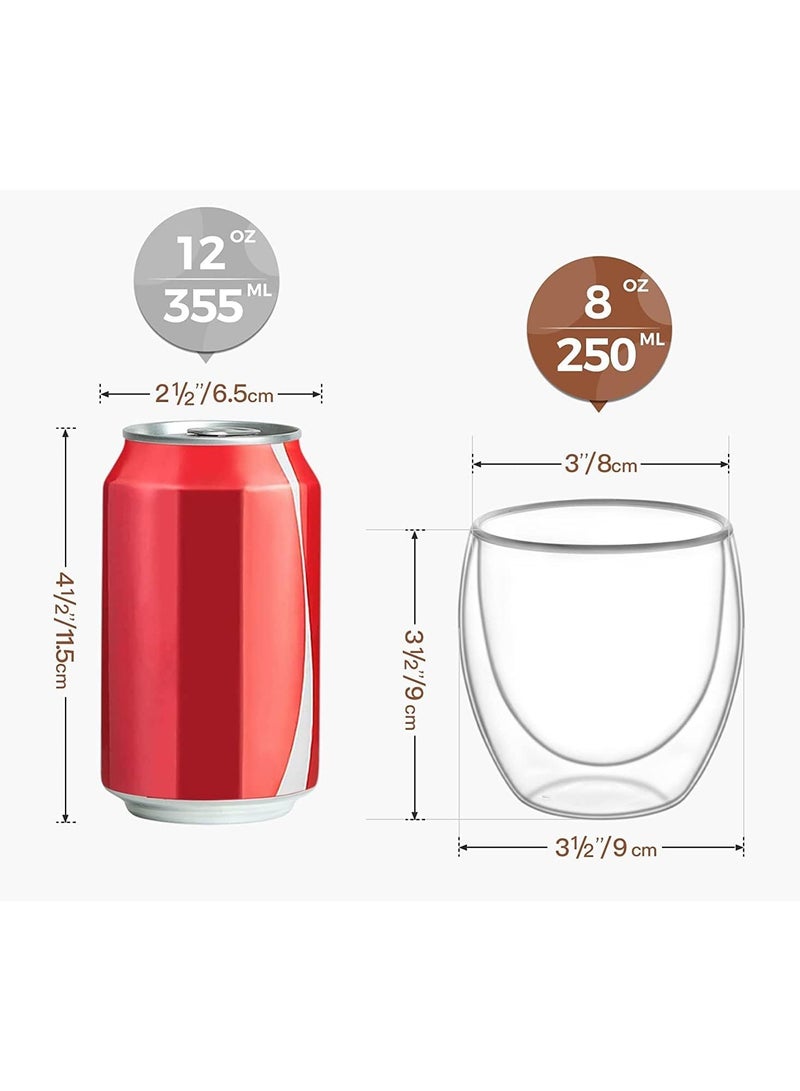 MARKQ Glass Coffee Cups 250ml | Double Wall Coffee Mugs for Latte, Cappuccino, Espresso, Milk, Hot Drinks, Tea Glass Cups [1 Cup] - Image 2