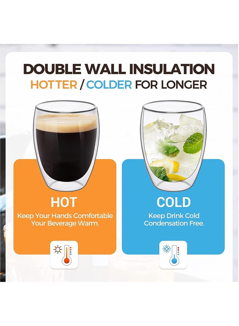 MARKQ Glass Coffee Cups 250ml | Double Wall Coffee Mugs for Latte, Cappuccino, Espresso, Milk, Hot Drinks, Tea Glass Cups [1 Cup] - Image 3