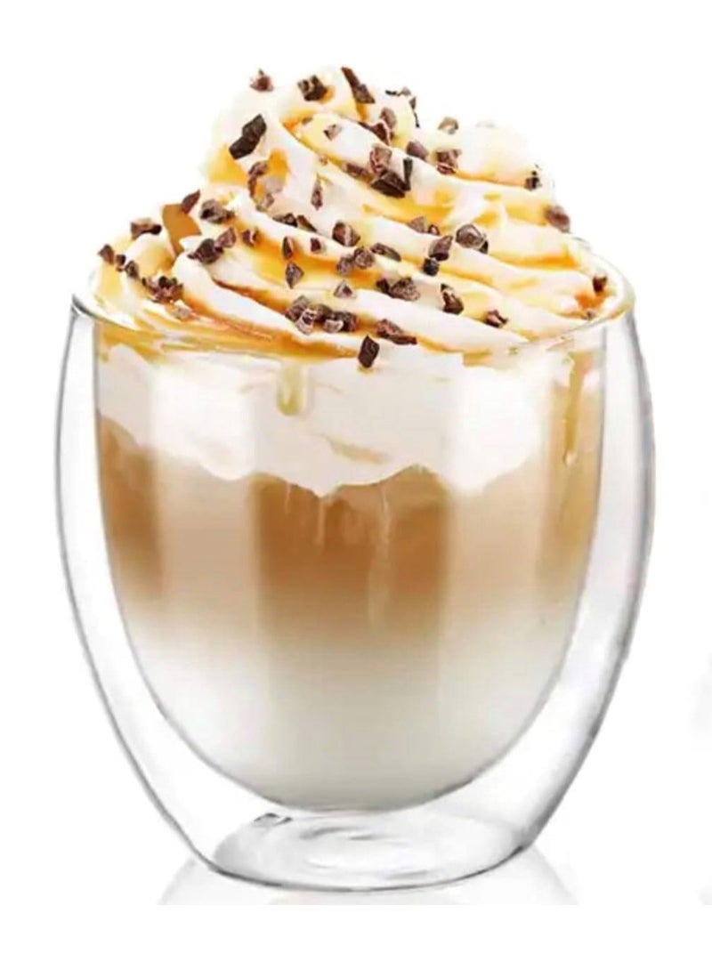 MARKQ Glass Coffee Cups 250ml | Double Wall Coffee Mugs for Latte, Cappuccino, Espresso, Milk, Hot Drinks, Tea Glass Cups [1 Cup] - Image 1