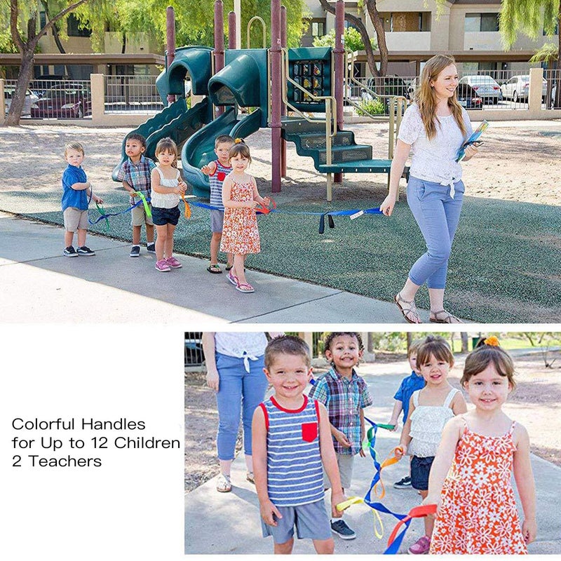 كوببار Walking Rope Toddler Walking Rope,Colorful Walking Rope for Preschool Daycare School Kids Outdoor Colorful Handles to Keep Children Calm and Line (Holding Loop for 12 Children 2 Teachers) (Blue) - Image 5