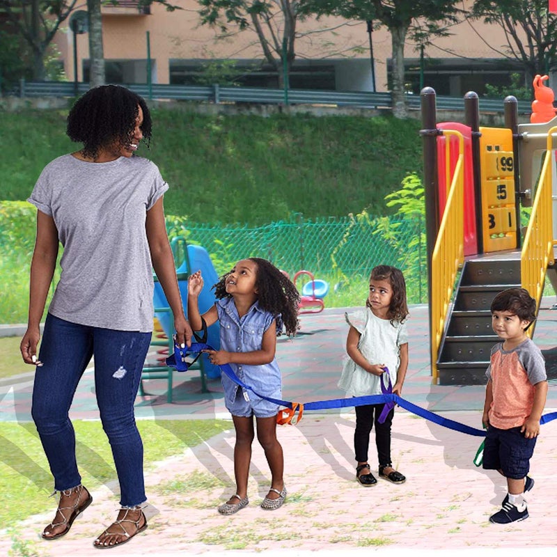 كوببار Walking Rope Toddler Walking Rope,Colorful Walking Rope for Preschool Daycare School Kids Outdoor Colorful Handles to Keep Children Calm and Line (Holding Loop for 12 Children 2 Teachers) (Blue) - Image 3