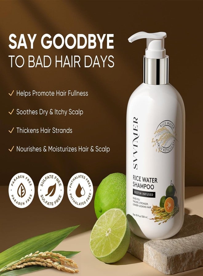 Svvimer Rice Water Hair Growth Shampoo - Biotin Thickening Shampoo for Hair Loss and Thinning - Sulfate Free for Women and Men 10 Fl Oz (Pack of 1) - Image 3
