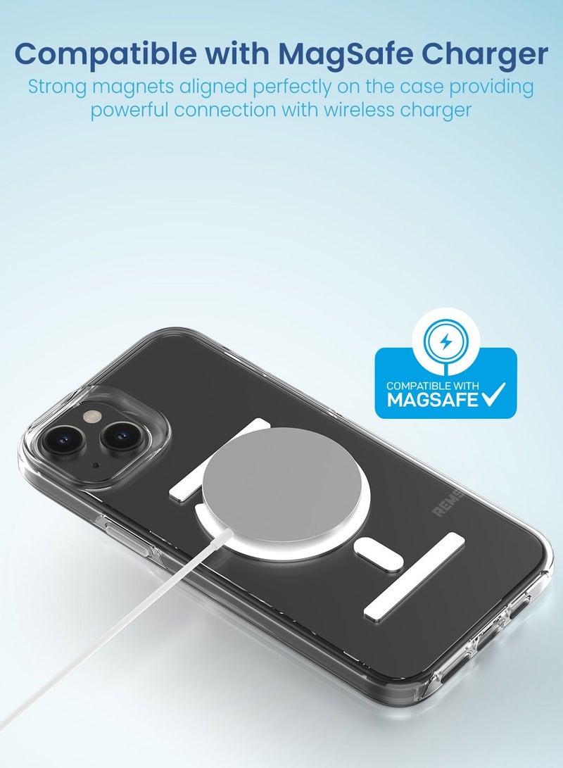 Remson Mag-X Magnetic Hybrid Protective Clear Case Military Grade Protection Compatible For iPhone 14 Plus - Clear - Image 4