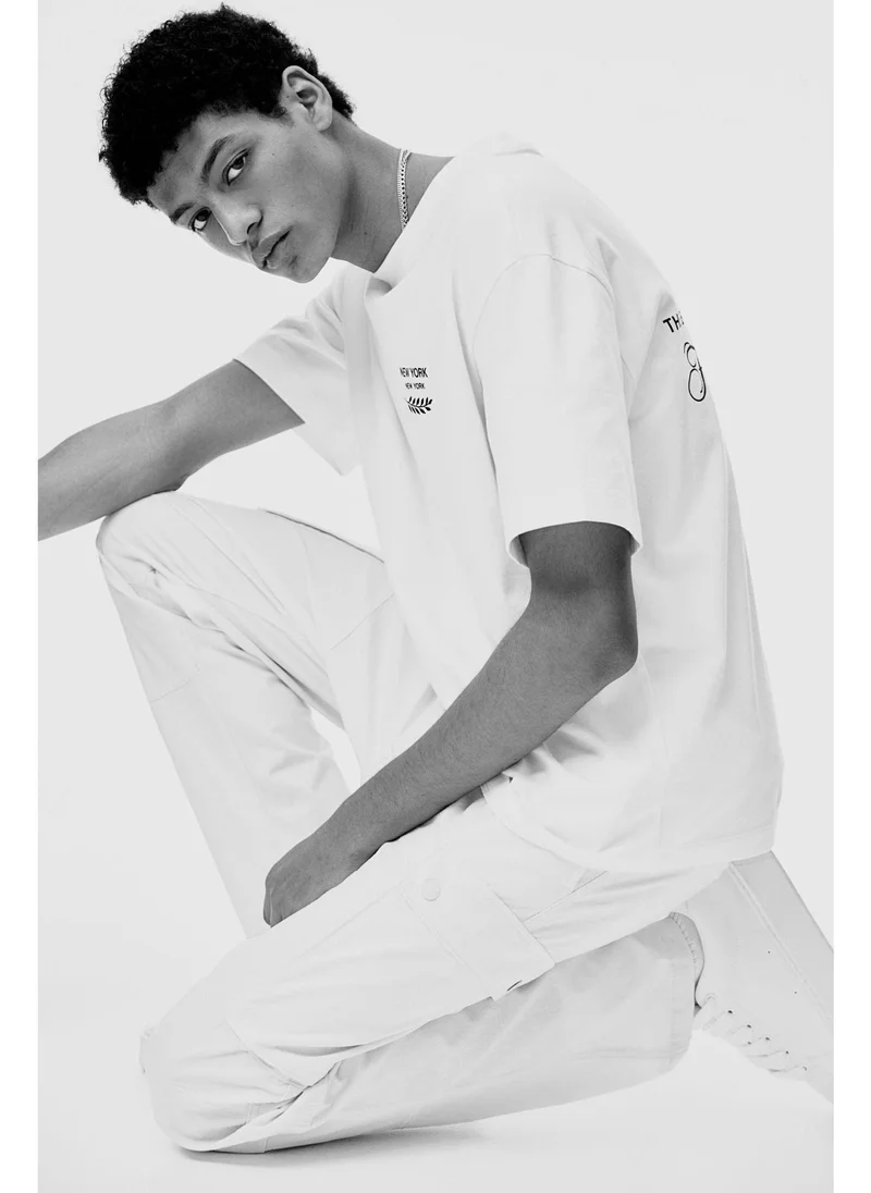 اتش اند ام بنطلون كارجو بقصة ضيقة من قماش ريب ستوب