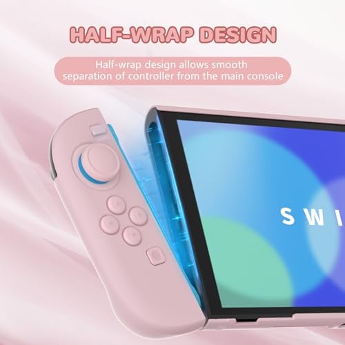 PlayVital Hard Case for Nintendo Switch 2 with Extra Stand & Thumb Grip Caps | Split Design, Dockable Protective Full-Body Shell Cover for Nintendo Switch 2 | Solid Color Series, Cherry Blossoms Pink - Image 3