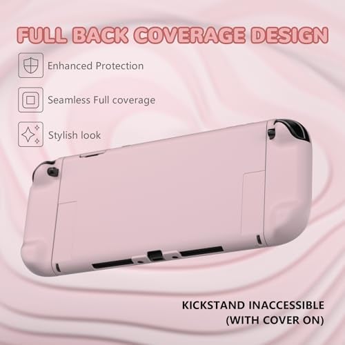 PlayVital Hard Case for Nintendo Switch 2 with Extra Stand & Thumb Grip Caps | Split Design, Dockable Protective Full-Body Shell Cover for Nintendo Switch 2 | Solid Color Series, Cherry Blossoms Pink - Image 5