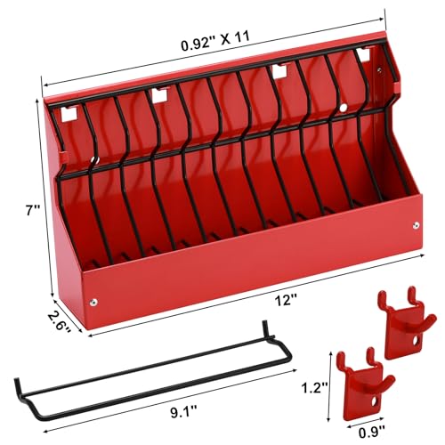 Mayouko 11 Slots Pliers Rack Organizer Holder, For Standard & Wide Pliers, All Steel, Fits in Toolbox Drawer, Chest, Pegboard, Tilt Feature, 11 Slots x 0.92" - Image 2