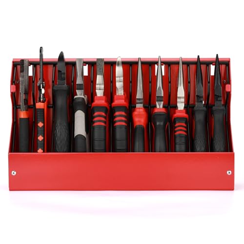 Mayouko 11 Slots Pliers Rack Organizer Holder, For Standard & Wide Pliers, All Steel, Fits in Toolbox Drawer, Chest, Pegboard, Tilt Feature, 11 Slots x 0.92" - Image 4