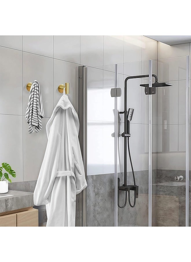 Peachjoy 4 Pack Adhesive Towel Hooks, Coat Hook Bathroom Matte Black Robe Stainless Steel Heavy Duty Door Hanger Towel Robe Clothes Cabinet Closet Sponges Hook Bathroom Bedroom Kitchen Hotel Pool Glod  - Image 4