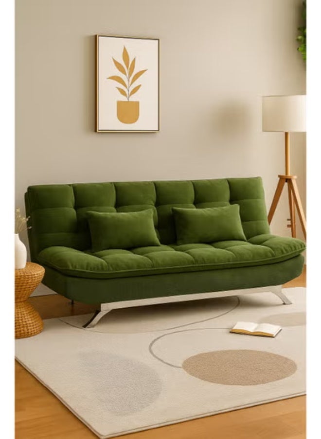 Harmony Home أريكة سرير هارموني هوم من قماش السويد - أريكة سرير قابلة للطي والتحويل بتصميم مدمج يوفر المساحة لغرفة المعيشة، الشقة، السكن الجامعي والمكتب - أخضر - Image 1