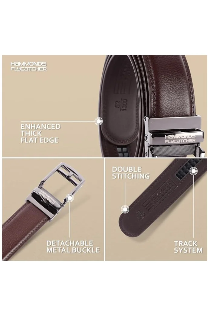 Hammonds Flycatcher  Leather Belt for Men - Perfect for Formal and Casual Wear - Adjustable Waistband up to 46 Inches - Autolock Belt for Formal and Casual Wear  | Best Price UAE