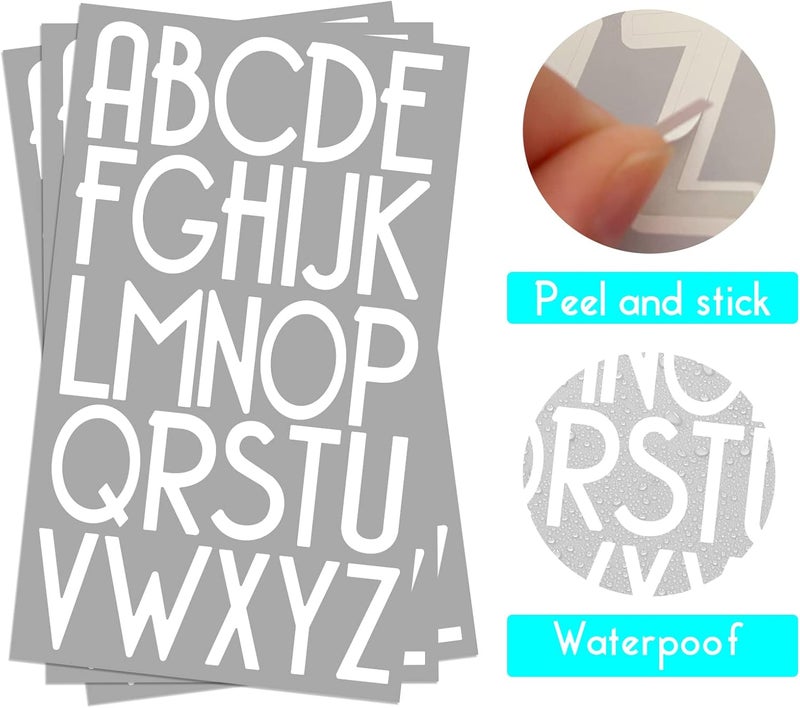 olaine 2 inch Self-Adhesive Vinyl Alphabet Letters Numbers Kit, Modern Mailbox Numbers Sticker for Mailbox, Signs, Window, Door, Cars, Trucks, Home, Business, Address Number, Name, Craft (Pure White) - Image 3