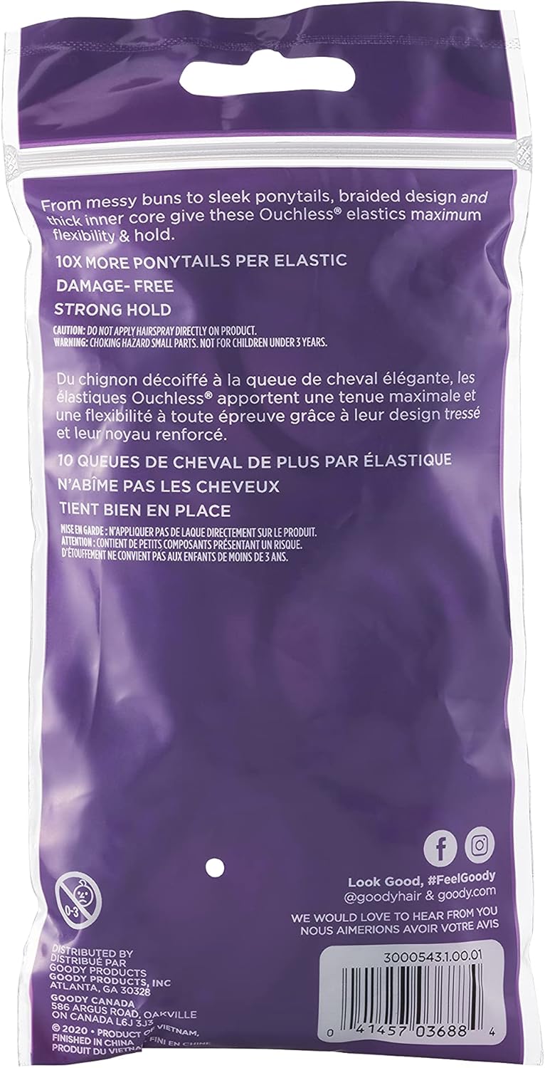 Goody Ouchless No-Metal Elastic Hair Bands, Black, 70 Count - Image 2
