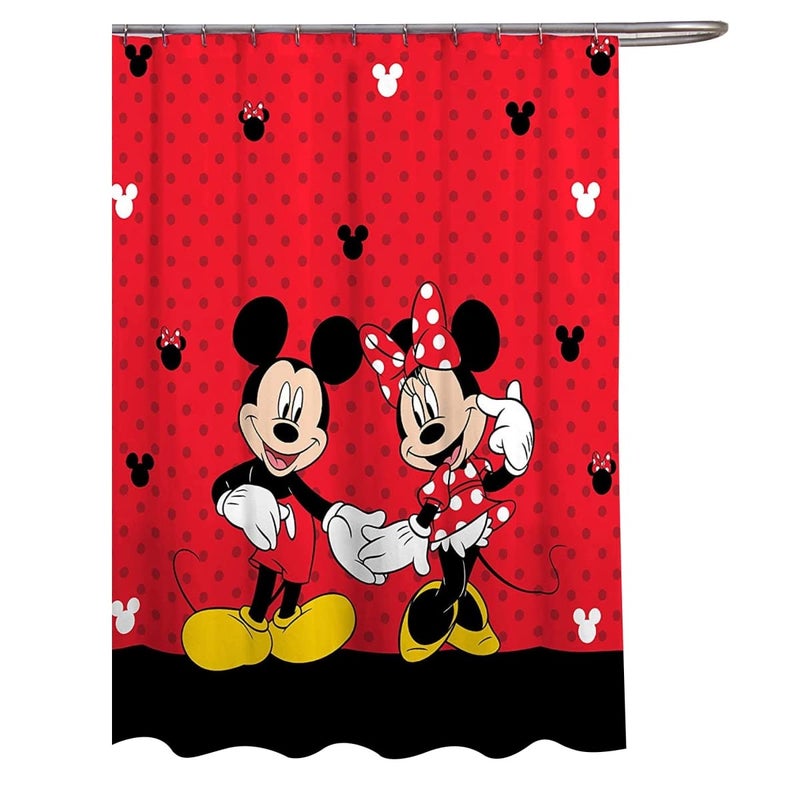 Disney Mickey Mouse and Minnie Mouse 70 x 72 Fabric Shower Curtain