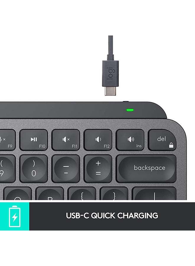 Logitech MX Keys Mini Minimalist Wireless Illuminated Keyboard, Compact, Bluetooth, Backlit, USB-C, Compatible with Apple macOS, iOS, Windows, Linux, Android, Metal Build, English Arabic Keyboard Black - Image 2