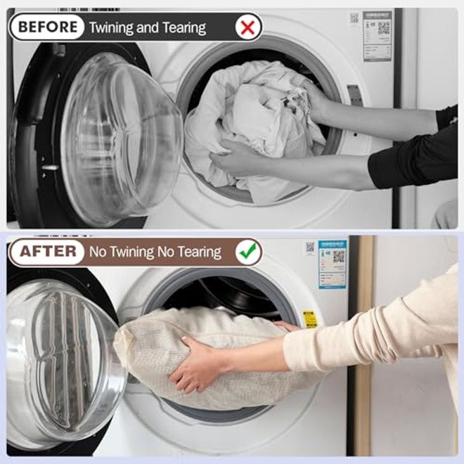 OKAKA 100% Cotton Mesh Laundry Bags, Set of 4, Natural, Undyed, Soft & Durable - Image 3