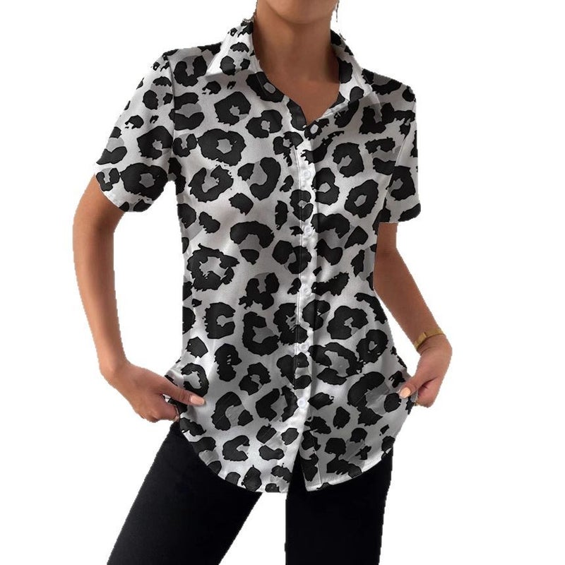 2024 3D Digital Printing Women'S Casual Shirt Short-Sleeved Lapel Top - Image 5