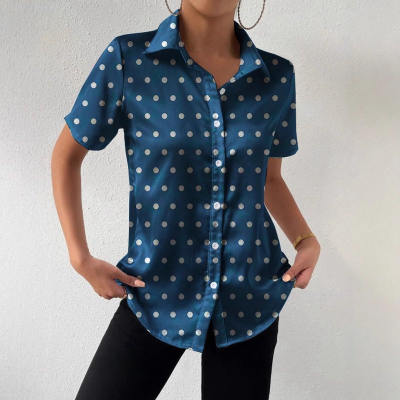 2024 3D Digital Printing Women'S Casual Shirt Short-Sleeved Lapel Top - Image 4