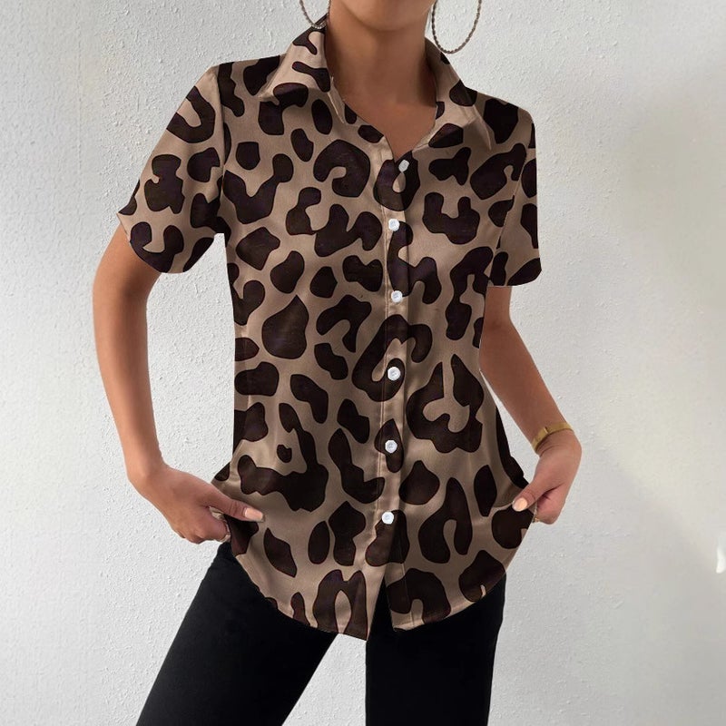 2024 3D Digital Printing Women'S Casual Shirt Short-Sleeved Lapel Top - Image 2