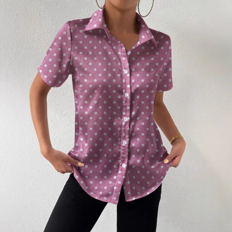 2024 3D Digital Printing Women'S Casual Shirt Short-Sleeved Lapel Top - Image 3