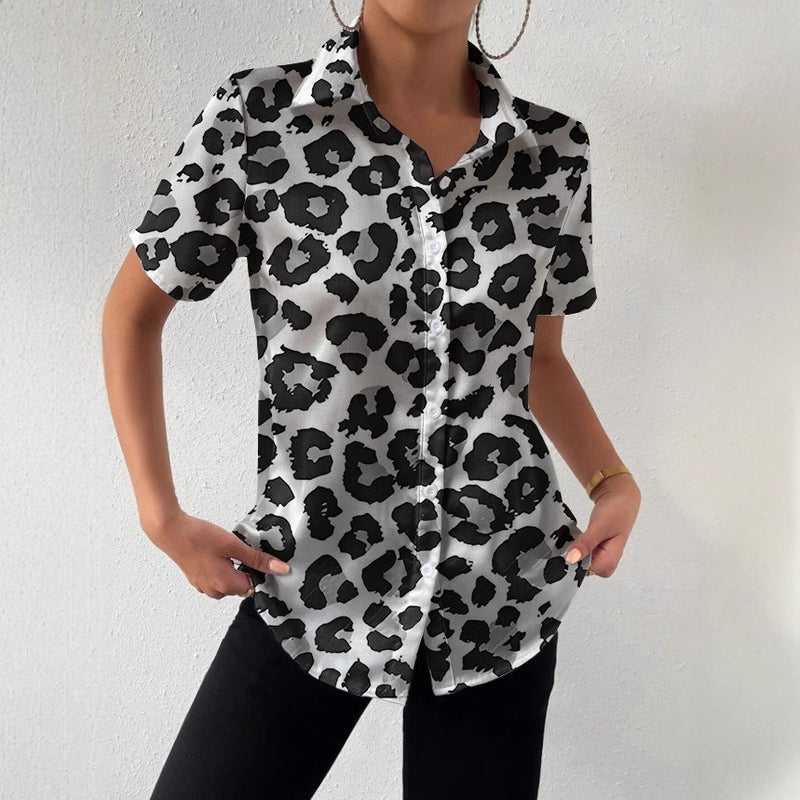 2024 3D Digital Printing Women'S Casual Shirt Short-Sleeved Lapel Top - Image 1