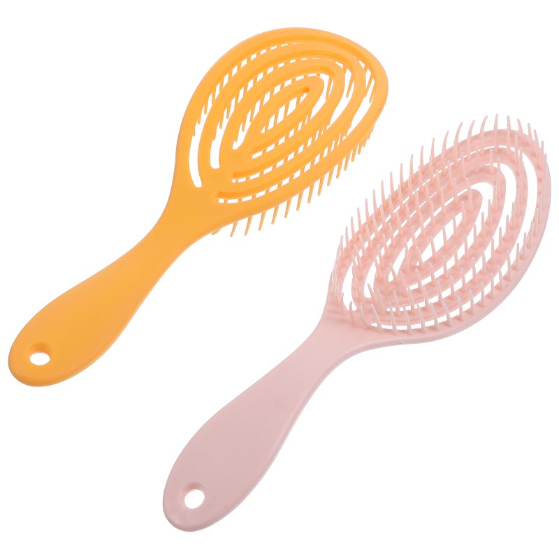 2pcs Multifunction Hollow Out Arc Massage Hair Brush Detangling Smoothing Comb - Image 2