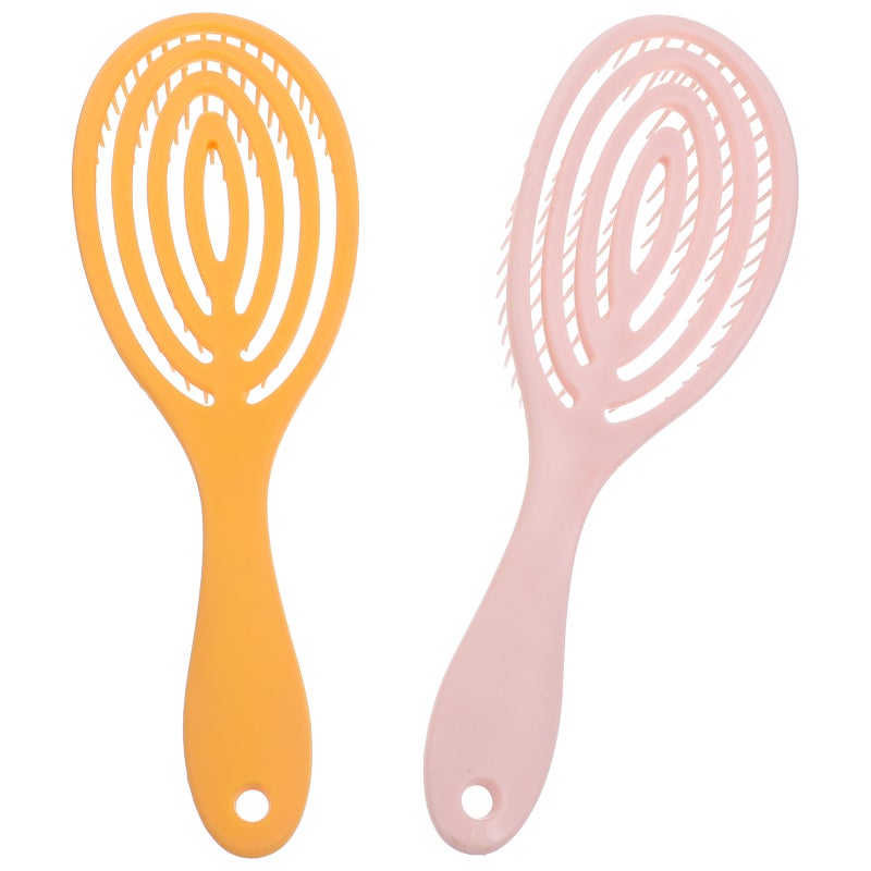 2pcs Multifunction Hollow Out Arc Massage Hair Brush Detangling Smoothing Comb - Image 1