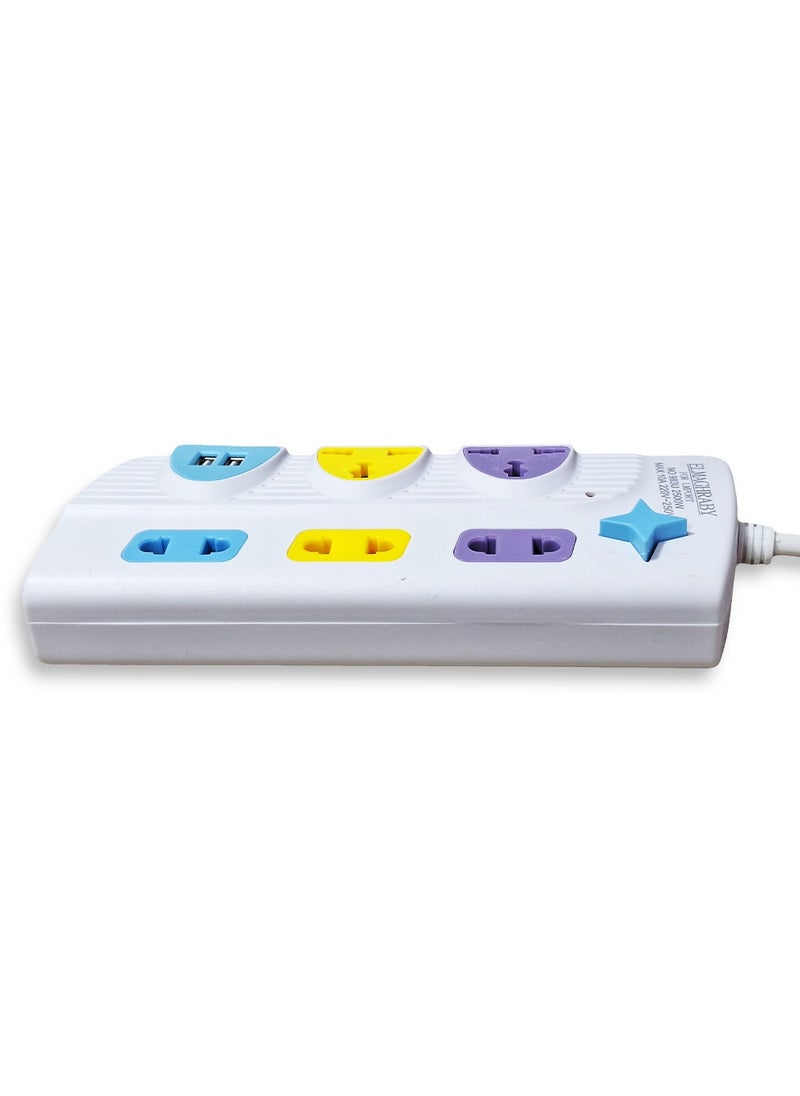 Generic Electric Power strip - 10 A/220-250V , with 5 Outlet ,  2 Port USB  - Image 3