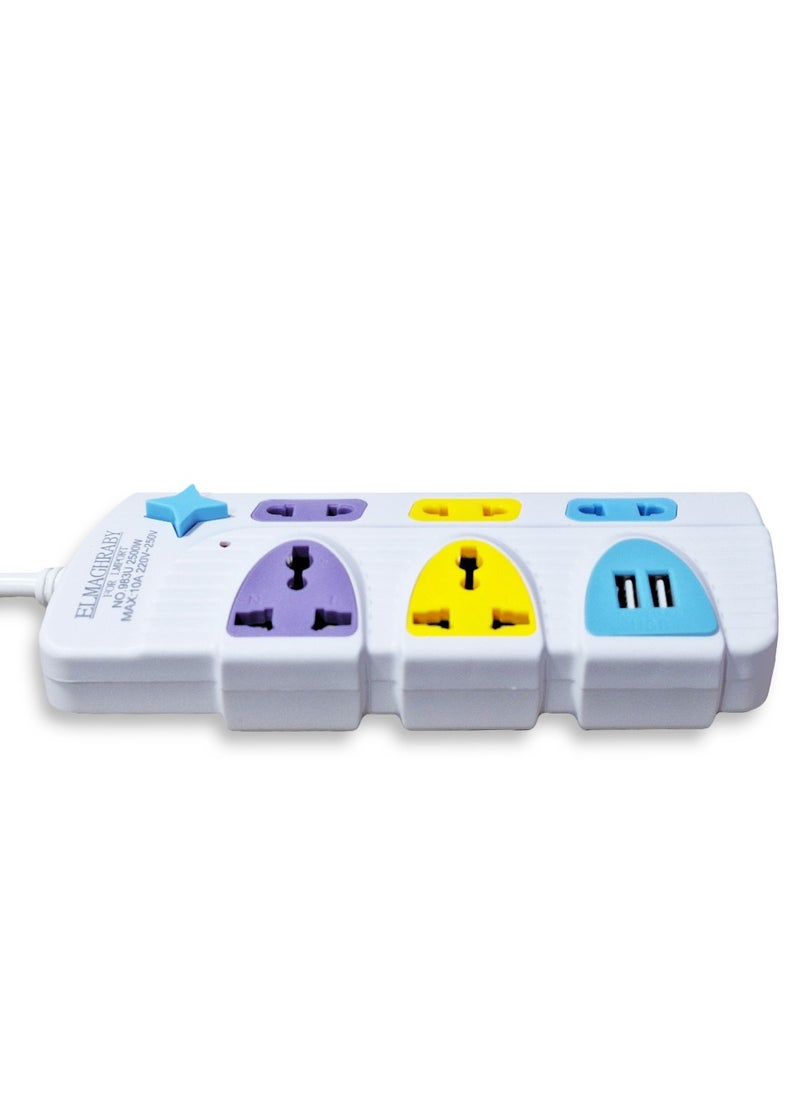 Generic Electric Power strip - 10 A/220-250V , with 5 Outlet ,  2 Port USB  - Image 4