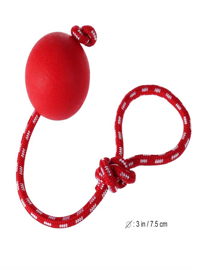 UEETEK Dog Training Ball on Rope : 2.95 Inch Diameter Rubber Rope Ball Dog Toy for Puppy Fetch Catch Throw Training (Red) - Image 4