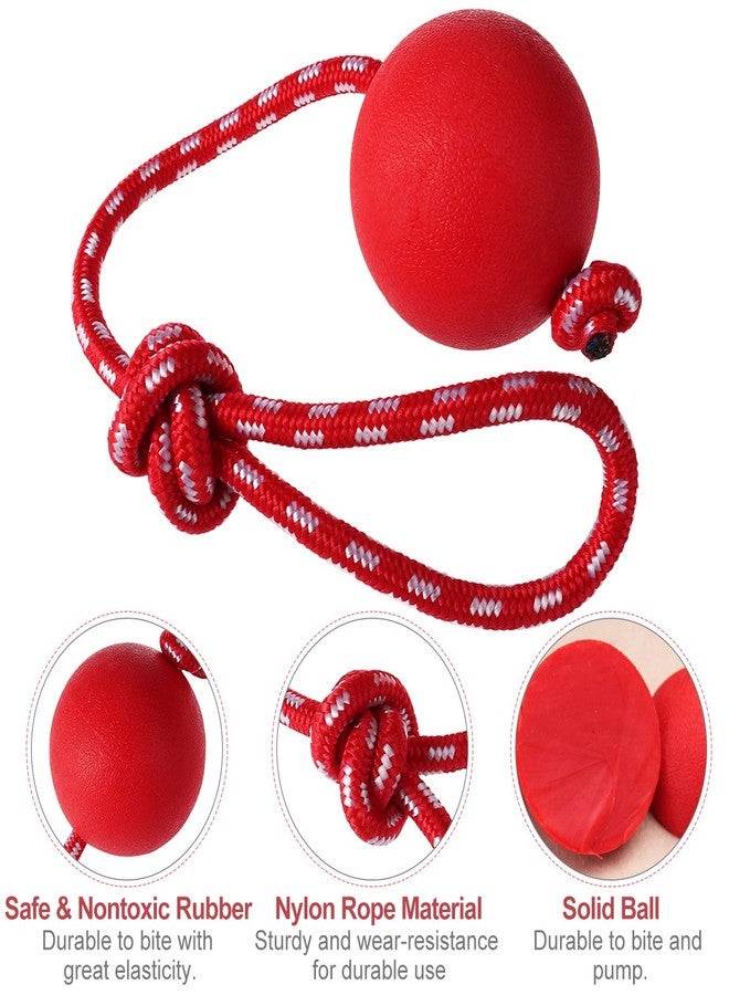 UEETEK Dog Training Ball on Rope : 2.95 Inch Diameter Rubber Rope Ball Dog Toy for Puppy Fetch Catch Throw Training (Red) - Image 2