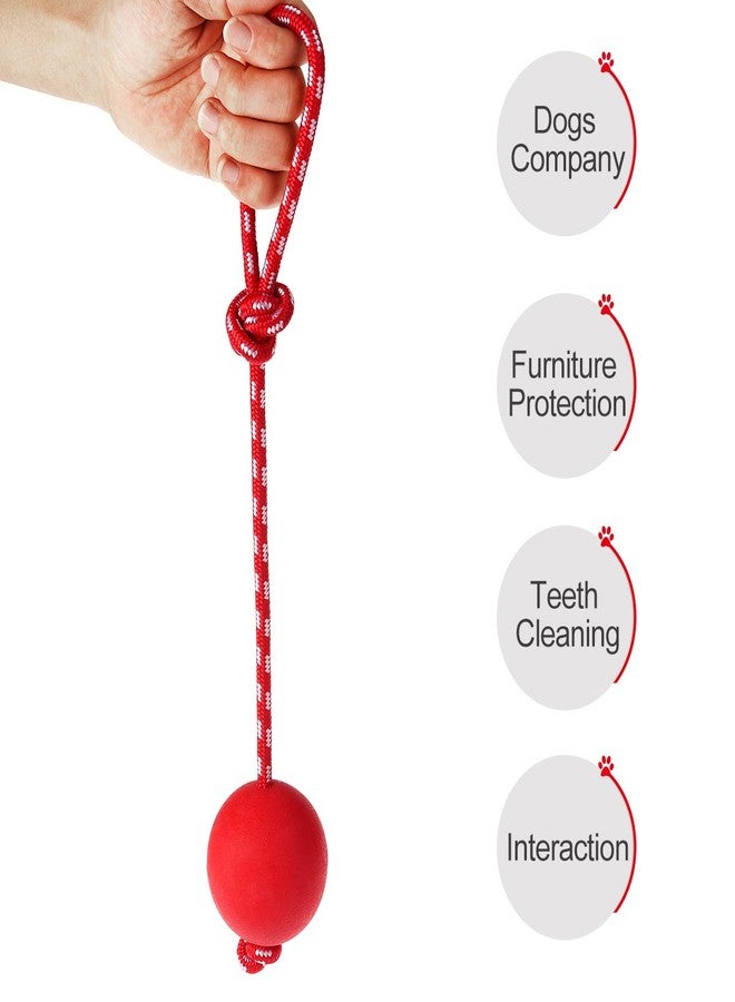 UEETEK Dog Training Ball on Rope : 2.95 Inch Diameter Rubber Rope Ball Dog Toy for Puppy Fetch Catch Throw Training (Red) - Image 3