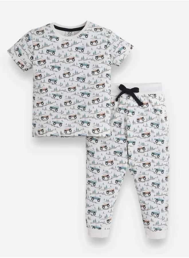 فكتور اند جين All-Over Printed Cotton T-Shirt and Pyjama Set