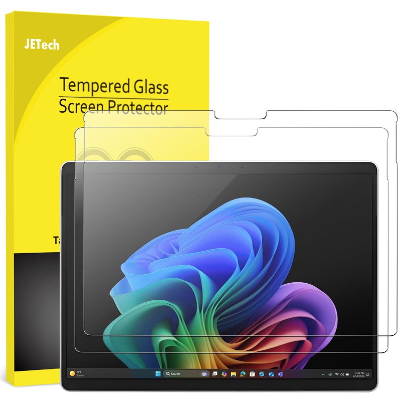 JETech Screen Protector for Surface Pro 11/10 (2024)/Pro 9 (2022) 13-Inch, 9H Tempered Glass Film, Support Surface Pen, HD Clear, 2-Pack - Image 1