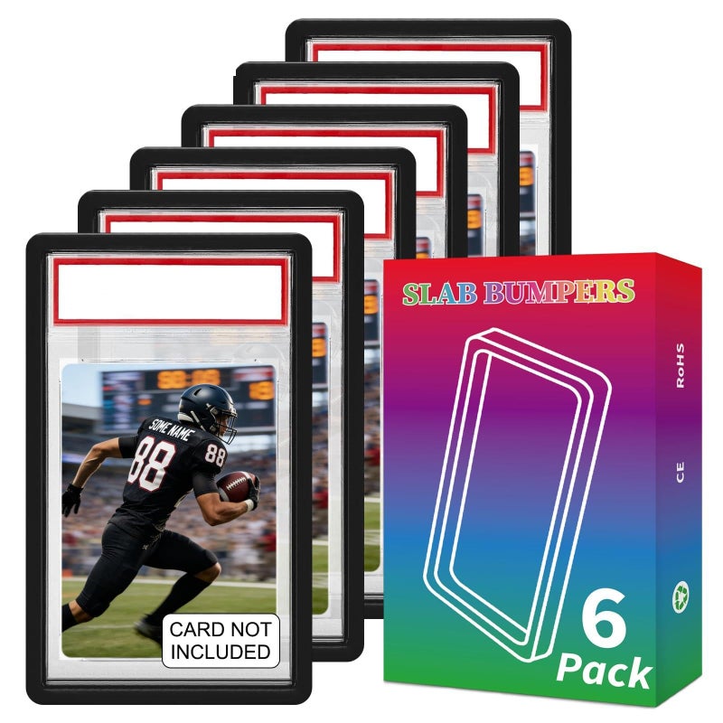 YZtree Card Guard for PSA 6 Pack Flexible Slab Bumper for Graded Card Cases ShockAbsorbing AntiScratch Edge Corner Guard for Standard PSA Slabs BlackRubber Guard Only No Plastic Cover - Image 3