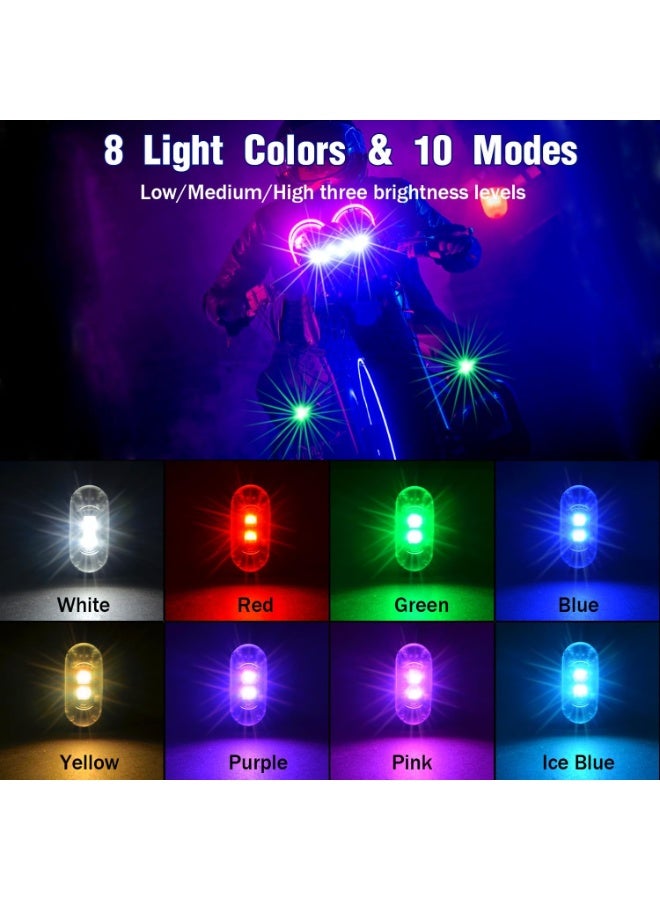 6PCS Wireless LED Strobe Lights With Remote Control, 8 Colors 10 Modes USB Rechargeable Waterproof Anti-Collision Warning Lights For Car, Motorcycle, Drone, Bike, Boat, Camping And Outdoor Use - Image 2