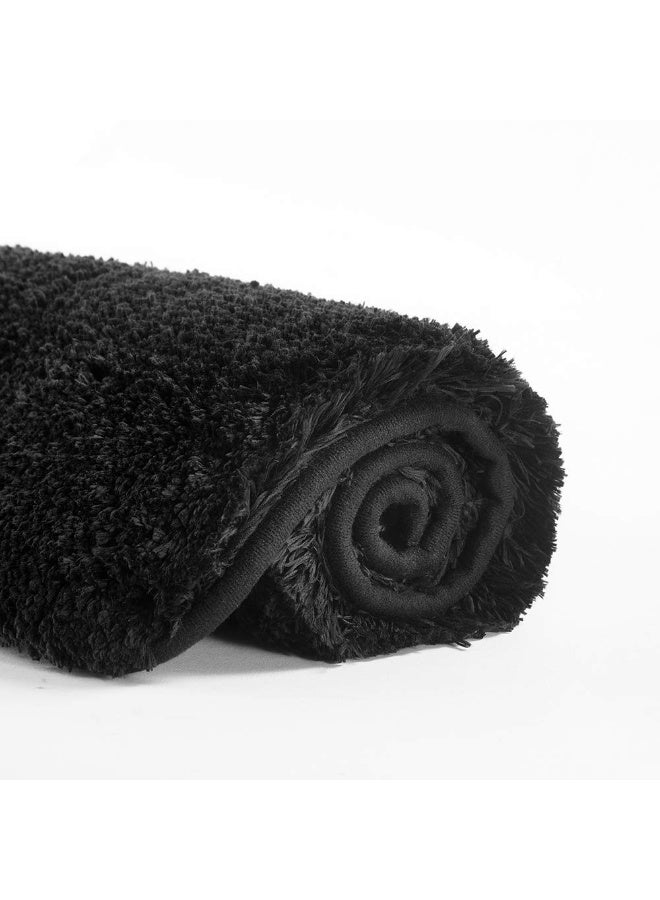 SuchTale Large Extra Soft Absorbent Shaggy Bath Mat (24 x 40, Black) Machine Washable Microfiber Non Slip Luxury Floor Mats Rubber Back - Image 1
